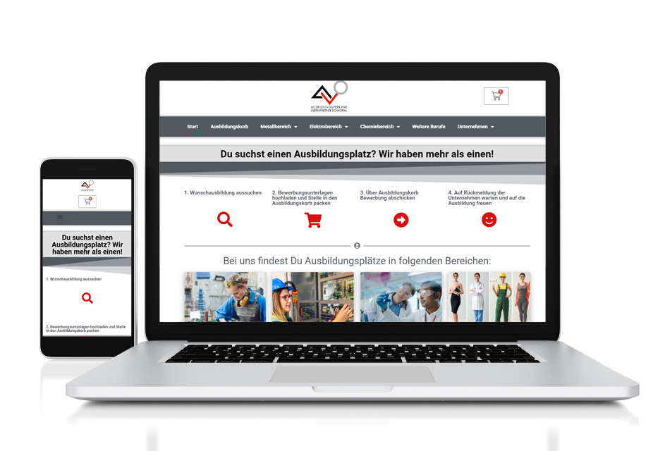 Referenz Webdesign Ausbildungsshop Jobbörse